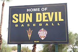 Phoenix Municipal Stadium now carries ASU branding on signs, atop the dugouts and around the facility.