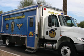 The Phoenix Police's mobile processing center, one of six vehicles given to Arizona law enforcement agencies.