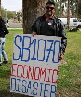 Jaime Esquvel of Phoenix protests SB1070.