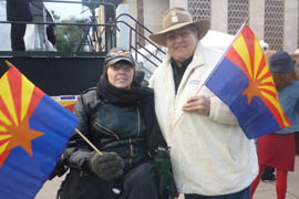 Pam Whitaker-Lee and Denise Lee both residents of Phoenix, were among hundreds who attended the centennial ceremonies.