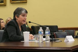 Homeland Security Secretary Janet Napolitano defended her department's budget to separate House committees, telling them that the agency was making great strides on border and immigration issues.