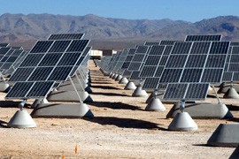 The Bureau of Land Management has identified 237,00 acres of public land in Arizona that might be suitable for large-scale solar power development. The site above is already operating at Nellis Air Force Base in Nevada.