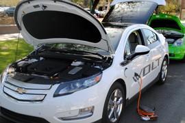 The Chevy Volt runs on electricity, backed up by a gasoline-powered motor.