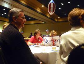 Attendees await results of Arizona's Republican presidential primary at a Maricopa County GOP viewing party in Phoenix.