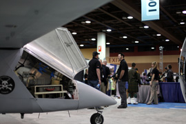 Hundreds gathered in Phoenix for the 6th Annual Border Security Expo. Vendors displayed border security technology such as this unmanned aircraft.