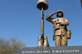 The Enduring Freedom Memorial in Phoenix sits in the Wesley Bolin Memorial Plaza near the Capitol. The memorial honors fallen service members from all branches of American military who served in the Afghanistan and Iraq wars.