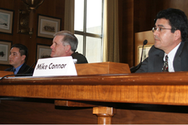 Department of Interior officials (from left), Del Laverdure, David Hayes and Mike Connor told a Senate committee that settling water disputes, rather than litigating, is the best route for all parties.