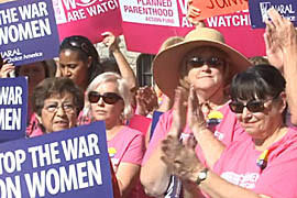 Democratic lawmakers and dozens of women protested at the State Capitol over bills they say amount to election-year pandering to ultraconservatives. Cronkite News reporter <b>Andy Ellison</b> has the story.