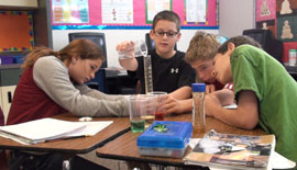 Luz Ordosgoitia's sixth grade class at Desert Willow Elementary School learns science in the Spanish language.