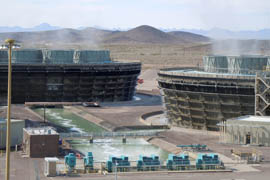 Water flows to two of the nine cooling towers at Palo Verde Nuclear Generating Station in this 2011 photo.