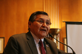 Navajo Nation President Ben Shelly, shown here in an October photo, has expressed support for a bill that would settle Indian water-rights claims, but the measure has run into public opposition and it was rejected by the Navajo Council.