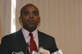 The Rev. Jarrett Maupin defended Patterson's right to a hearing at a news conference.