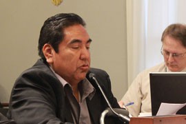 Pascua Yaqui Chairman Peter Yucupicio testifies in support of a bill that would transfer 20 acres of land to the tribe, which would use the land as part of a golf course near its Casino del Sol.
