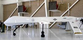 A demonstration model of an MQ-1B Predator is shown at Davis-Monthan Air Force Base in Tucson in 2007.
