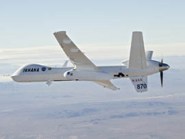NASA's Ikhana unmanned aircraft flies over Southern California.