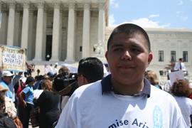 Pedro Lopez, 19, drove from Phoenix to Washington where he and others participated in a prayer vigil to pray for the rejection of Arizona's SB 1070 immigration law.