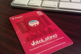 One of the outreach efforts of the America4America campaign being run by Voto Latino will be iTunes cards with downloadable songs tied to the campaign.