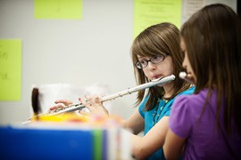 Despite an emphasis on math and science, BASIS schools also offer traditional middle and high school courses. Here, Alyssa Candioto practices her flute at BASIS Scottsdale.
