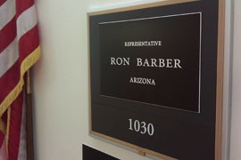 Newly elected Rep. Ron Barber, D-Tucson, will be moved in to the office vacated by former Rep. Gabrielle Giffords, whose unfinished term he is completing.