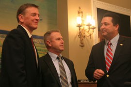 From left, Rep. Paul Gosar, R-Flagstaff, Apache County Natural Resources Coordinator Doyel Shamley and David Cook of the Arizona Cattlemen's Association after a hearing in Washington on wildfire prevention bills. All said management is needed before fires break out.