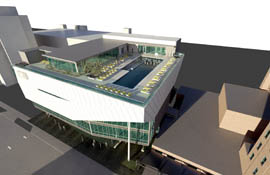 An artist's rendering of the expanded recreation center under construction at Arizona State University's Downtown Phoenix Campus.