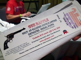 The Gila County Republican Party took the opportunity of the Republican National Convention to sell tickets for its Colt .45 raffle to raise money for local offices. County party officials say they have sold more than 700 tickets over the last few months.