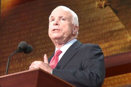 Arizona Sen. John McCain delivered a speech on foreign policy at the Republican National Convention before endorsing Mitt Romney, saying, 