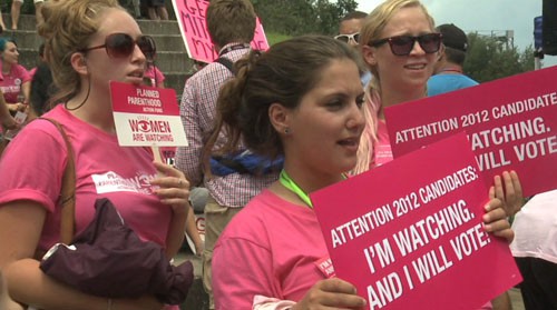 Supporters of Planned Parenthood gather in Tampa Wednesday to speak out against the Republican party's platform stance on abortion. Cronkite news reporter <b>Jack Highberger</b> braves the weather to bring us the story.