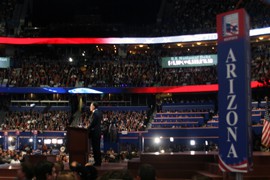 Arizona's delegation was seated just a few steps from the stage at the Republican National Convention in Tampa.