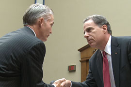 Rep. Trey Gowdy, R-S.C, talks with Justice Department Inspector General Michael Horowitz, right, before Horowitz testified on the findings of his investigation into a botched federal gun-trafficking operation in Arizona.