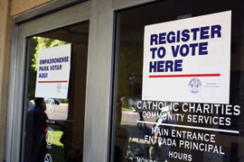 Catholic Charities Community Services office in north Phoenix participated in the inaugural National Voter Registration Day Tuesday by trying to encourage people to register to vote.