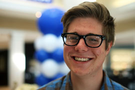 Erik Lundstrom, 21, an Arizona LGBT delegate and president of Young Democrats of Arizona, outside of the National LGBT Caucus meeting on Tuesday at the Democratic National Convention in Charlotte, N.C.