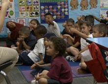 Cronkite News reporter <b>Caroline Porter</b> visited a kindergarten classroom in the Balsz School District and talked about the new Common Core statewide standards.