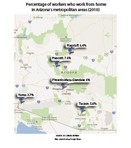 Click on the graphic to find out the 2010 percentage of at-home workers in Arizona's metropolitan areas.