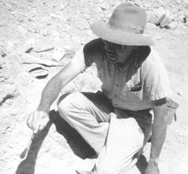 C. Vance Haynes Jr. shown with the jawbone of a mammoth at the Clovis site in this photo from about 1966.