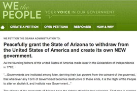 This petition is one of several dozen calling for specific states to secede from the union. They have been posted on a White House website, 