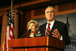 Sen. Jon Kyl, R-Ariz., shown here with Sen. Kay Bailey Hutchison, R-Texas, at a Nov. 27 press conference announcing the Achieve Act.