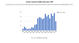 Click on the picture above to find out the number of wildlife strikes reported voluntarily in Arizona and documented by the Federal Aviation Administration from 1990 through Oct, 31, 2012.