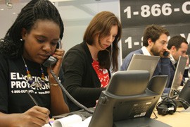 Nadine Mompremier, a Howard University law student, was one of the volunteers at the Election Protection hotline fielding thousands of calls from voters across the country who had questions or concerns about voting rules and procedures.