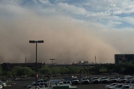 A dust storm approaches downtown Phoenix on Aug. 11, 2012.