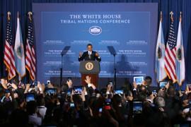 Leaders from hundreds of tribes across the country take out their smart phones and tablets to capture the moment Wednesday when President Barack Obama took the stage at the fourth annual White House Tribal Nations Conference.
