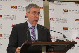 Lee McPheters, director of the JPMorgan Chase Economic Outlook Center at Arizona State University’s W.P. Carey School of Business, says by the end of 2012 Arizona will have regained 30 percent of jobs lost during the financial meltdown.