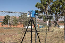 A monitor keeps track of air quality at the site of the uranium transfer station in Cove, Ariz., on the Navajo Nation.