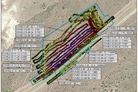A map of Transfer Site 2 near Cove, Ariz., and surface and subsurface radiation readings recorded there in November 2011.
