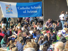 About 1,000 Catholic school students, joined by bishops and legislative leaders, attended a rally Wednesday timed with National School Choice Week.