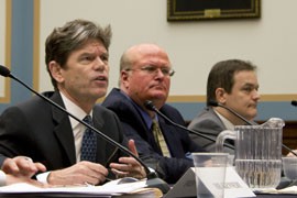 USAirways Executive Vice President Stephen Johnson was one of several speakers at a congressional hearing on the impact of a merger between his airline and American Airlines. While many questioned the impact, most at the hearing appeared to think the deal would go through.