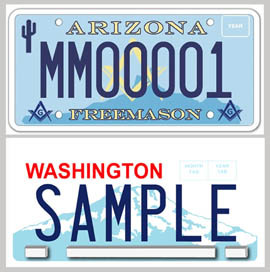 State Sen. Steve Farley says Arizona's Masonic Fraternity special license plate can be mistaken for Washington state's standard plate, in part because of the mountain shown on each.