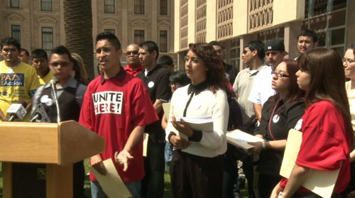 Activists gathered at the capitol Thursday to rally against two voting bills before the Legislature and declare March 21 the official Arizona Voting Rights Protection Day. Cronkite News reporter <b>Marissa Scott</b> has details from the event.