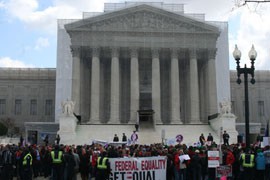 Thousands came out to the Supreme Court Tuesday morning to join in a public debate on gay marriage.
