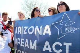 Rosa Maria Soto Castro, center, president of a chapter of the Arizona Dream Act Coalition, was one of several Arizonans who came to Washington for rally in support of comprehensive immigration reform.